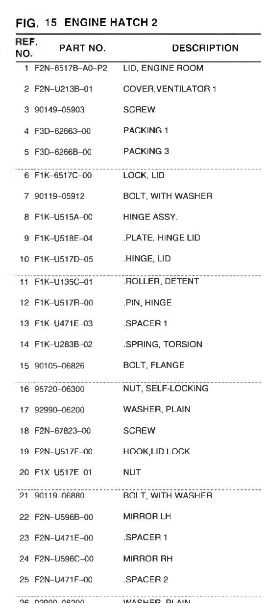 Yamaha VX700-S(F3D7_6DUD_6DU1 ENGINE HATCH 2 parts diagram